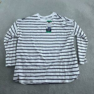 Gap Womens Striped Long Sleeve Relaxed Fit Tee XL Rayon & Spandex NWT 4864